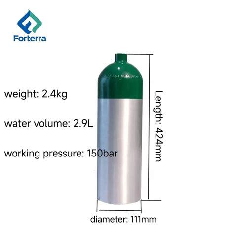 Industrial Use High Pressure 40L 150 Bar Argon Nitrogen Oxygen