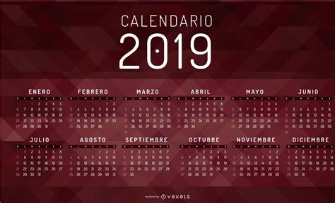 Diseño Del Calendario Geométrico Español 2019 Descargar Vector