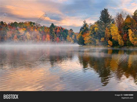 Lake Fog Sunrise Image And Photo Free Trial Bigstock