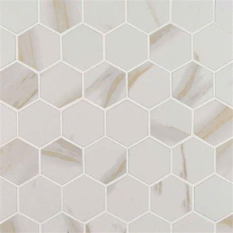 Calacatta 2 In X 2 Inhexagon Matte Porcelain Mosaic Tile
