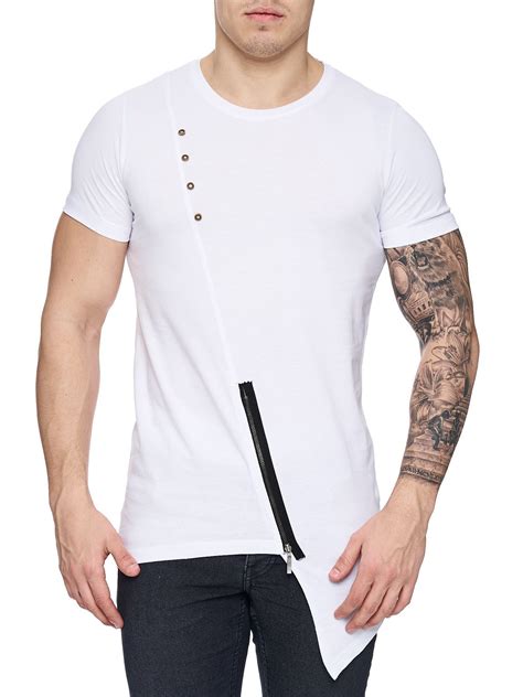 Kandd Men Asymmetrical Zipper Long T Shirt White Men Fashion 2017