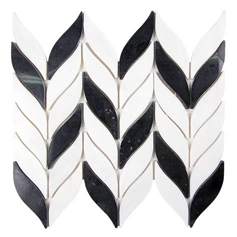Elegance Black And White Waterjet Marble Mosaic Tile