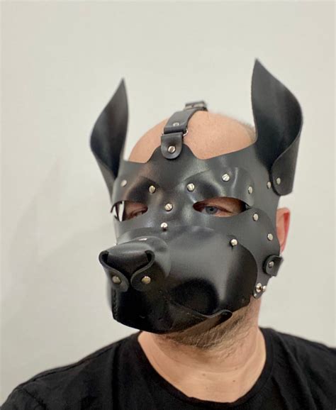 Leather Dog Mask With Detachable Muzzle Etsy