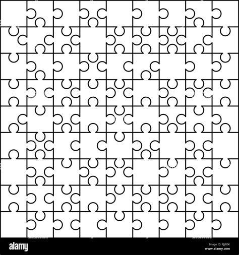 100 White Puzzles Pieces Arranged In A Square Jigsaw Puzzle Template