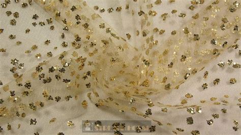 Gold Gold Glitter Tulle Fabric Stretch House Inc