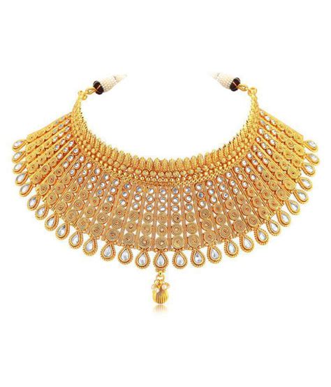 Sukkhi Alloy Yellow Choker Traditional 18kt Gold Plated Necklaces Set