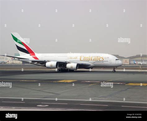 Emirates 380 Airbus At The Emirates Terminal In Dubai Stock Photo Alamy
