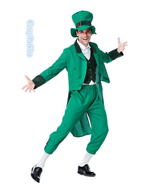 Boys Mens Deluxe Leprechaun Costume Irish St Patricks Day Eire Green