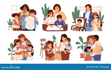 Mothers Take Care Of Their Kids Stock Vector Illustration Of Mother