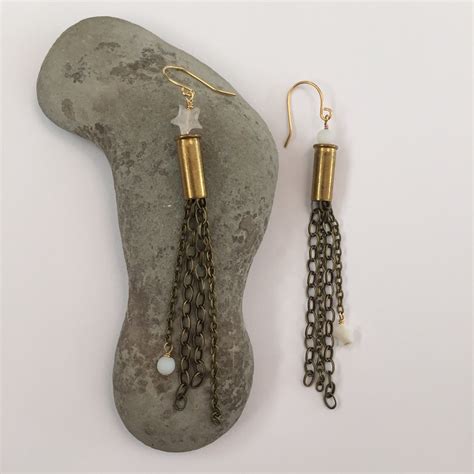 Bullet Shell And Chain Dangle Earrings