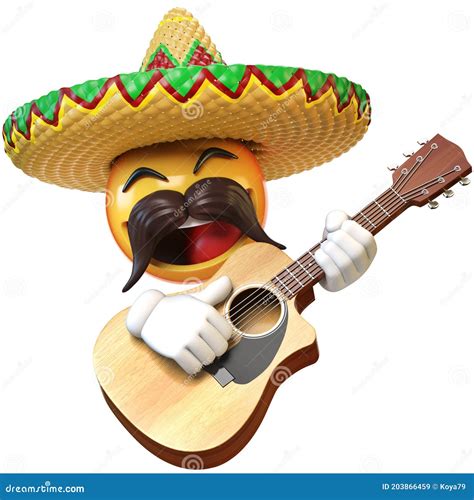 Mexican Emoji With Hat And Maracas Character Cartoon Vector
