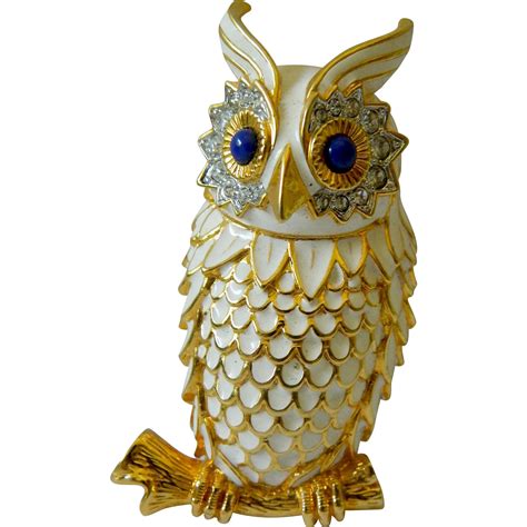 Vintage Costume Jewelry Enamel Jewelry Owl Jewelry