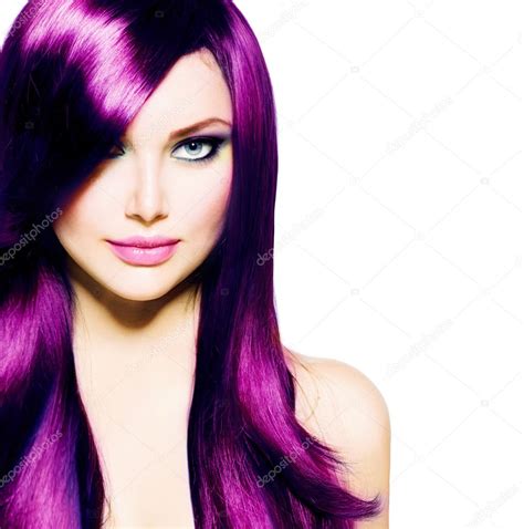 Girl With Dark Purple Hair Beautiful Girl With Healthy Long Purple