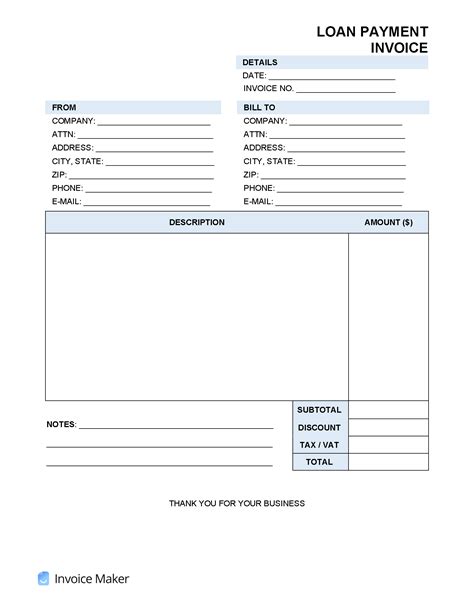 Loan Payment Invoice Template Invoice Maker
