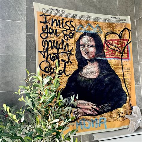 Painting Mona Lisa Tapestry Classic Graffiti Art Tapestry Etsy