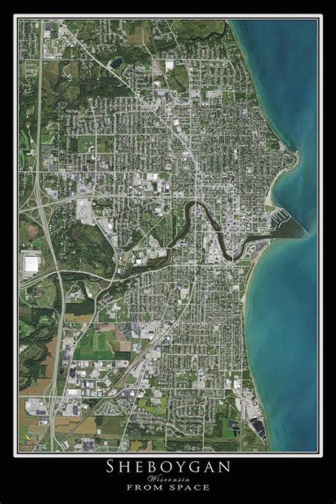 The Sheboygan Wisconsin Satellite Poster Map Etsy