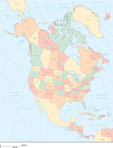 Map Of North America With States And Provinces Map Vector