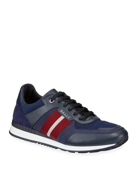 Bally Mens Aseo Multicolor Trainspotting Stripe Sneakers In Blue