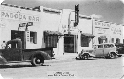 Agua Prieta Sonora Mexico Axteca Curios Pagoda Bar Vintage Postcard