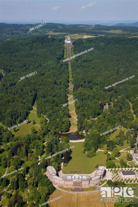 Aerial View Schloss Wilhelmshoehe Palace In The Distance Loewenburg