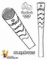 Coloring Olympic Olympics Torch Mascot Rio Yescoloring Tourch Flags sketch template