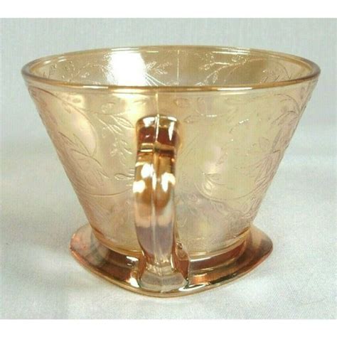 Jeannette Dining Vintage Louisa Iridescent By Jeanette Floragold Amber Carnival Glass Cup