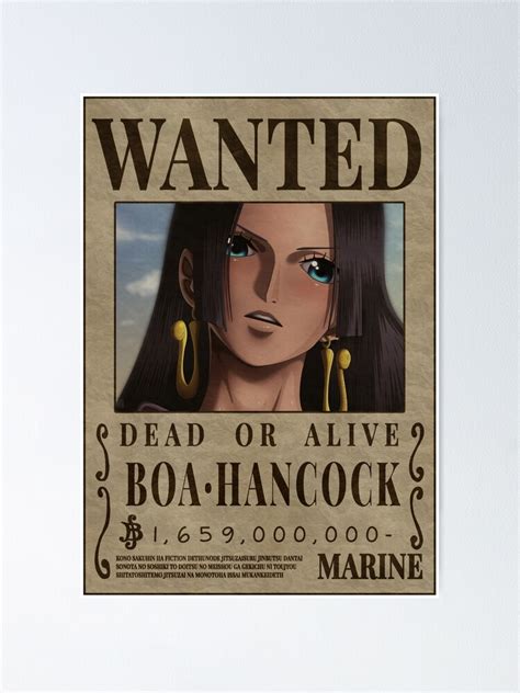 One Piece Boa Hancock Wanted Pirate Empress Bounty Poster Poster For Sale By One Piece Bounty