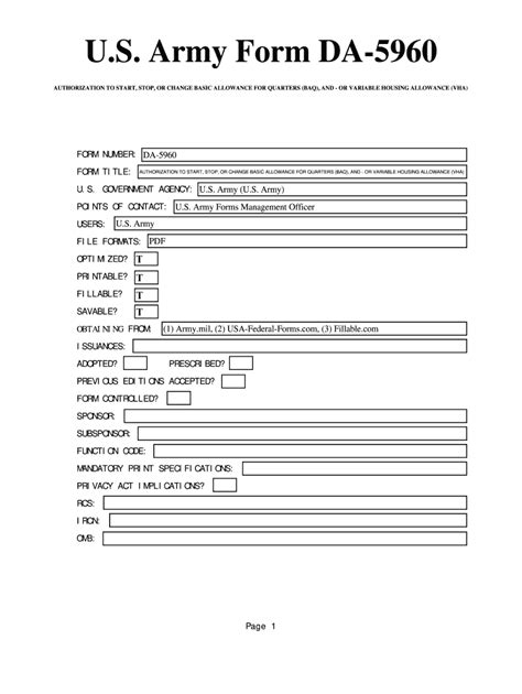 Da Form 5960 Army Army Military