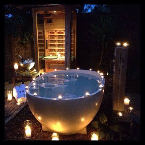 Candle Lit Outdoor Bath ️ Romantic Bathtubs Outdoor Baths Romantic