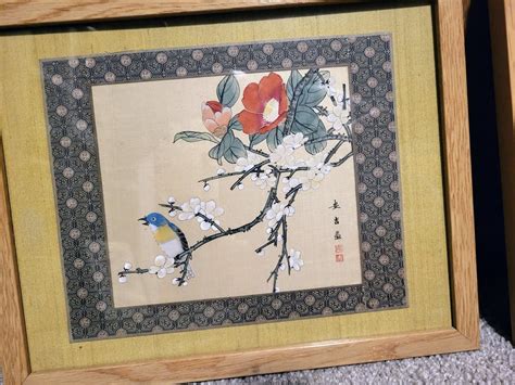 Two Vintage Japanese Bird Paintings On Silk Etsy