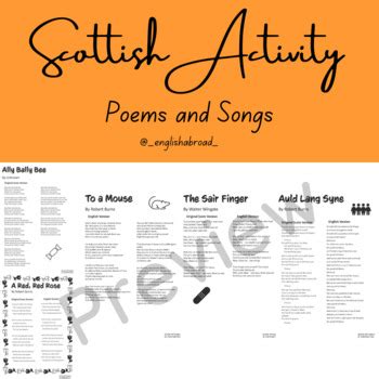 Scottish Poems And Songs By English Abroad EFL Resources TPT