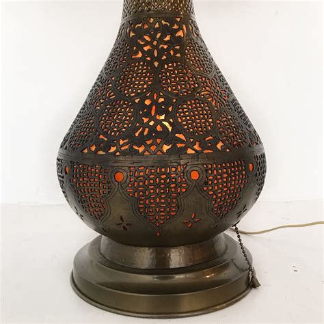 Moroccan Vintage Pierced Brass Table Lamp