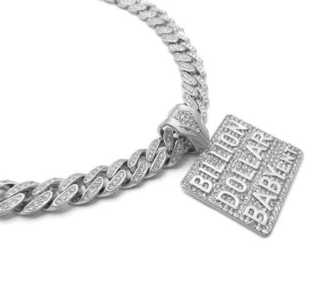 Da Billion Dollar Baby Ent Diamond Silver Cuban Link Chain Necklace Hip