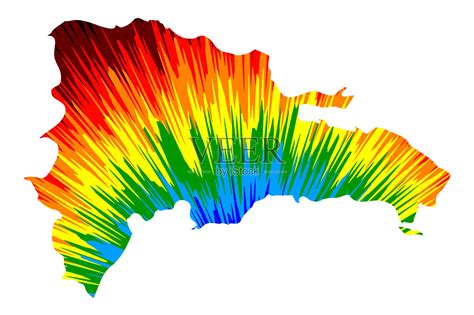 多米尼加共和国 地图设计为彩虹插画图片素材id373400823 Veer图库