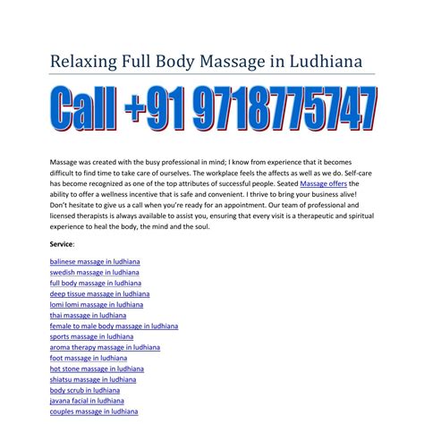 Relaxing Full Body Massage Parlour In Ludhiana Elision Day Spadocx Docdroid