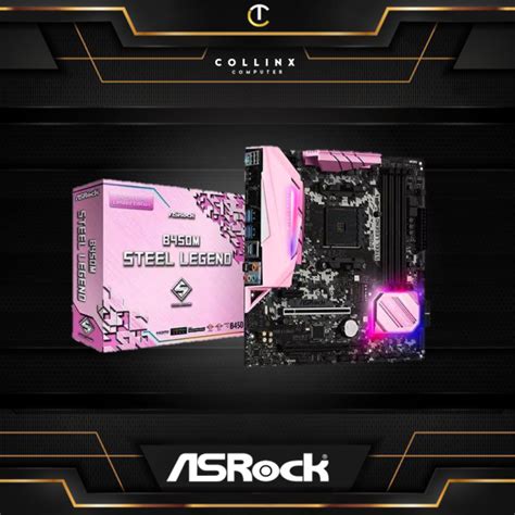 Asrock B450m Steel Legend Pink Gaming Motherboard Limited Edition Ddr4 Am4 Cpu Socket For