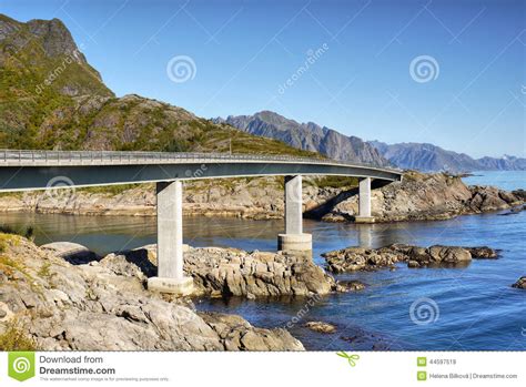 Lofoten Coast Road Bridge Stock Image Image Of Scandinavia 44597519