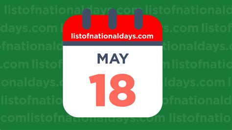 May 18th National Holidays Observances And Famous Birthdays