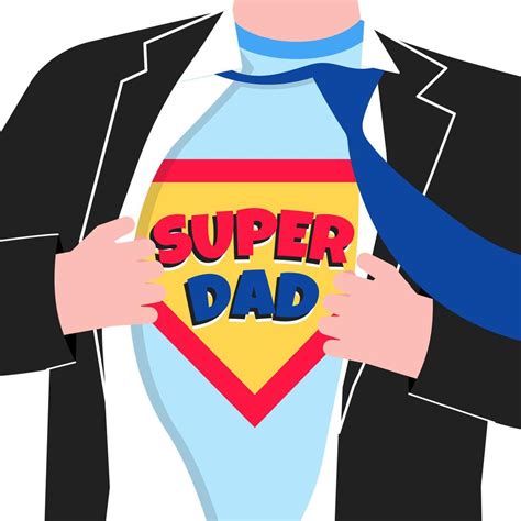 Man Tear His Shirt And Comic Style Words Super Dad On T Shirt Flat