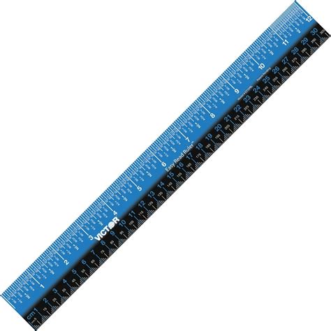 Victor Vctez12pbl Plastic Dual Color 12 Easy Read Ruler 1 Each