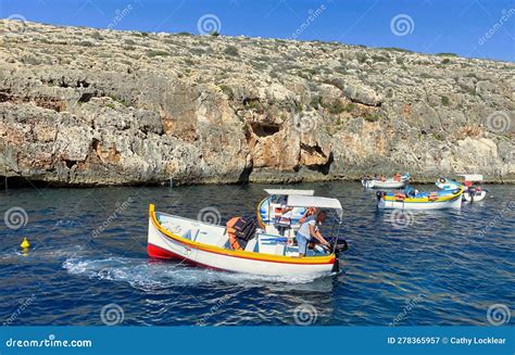 Blue Grotto Caves Malta 10 24 2022 Boats Of Tourists Exploring The