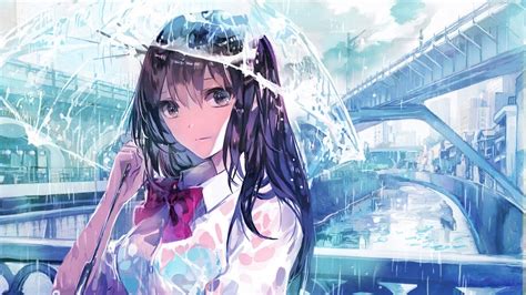 Anime Girl Umbrella Raining 4k 42456 Wallpaper
