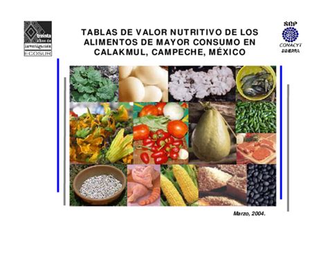 Pdf Tablas De Valor Nutritivo De Los Alimentos De Mayor Consumo En