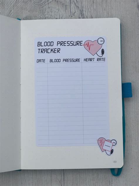 Blood Pressure Tracker Chart Sticker For Bullet Journal Diary Etsy