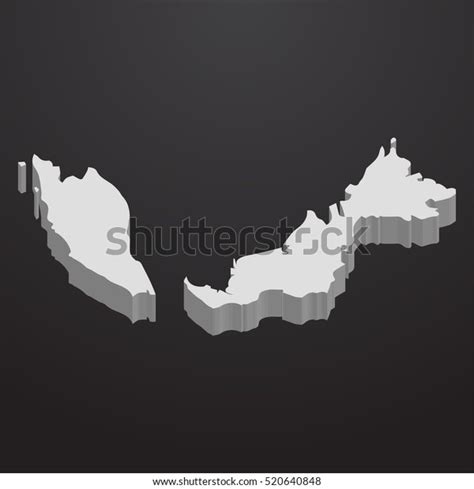 Malaysia Map In Gray On A Black Background 3d