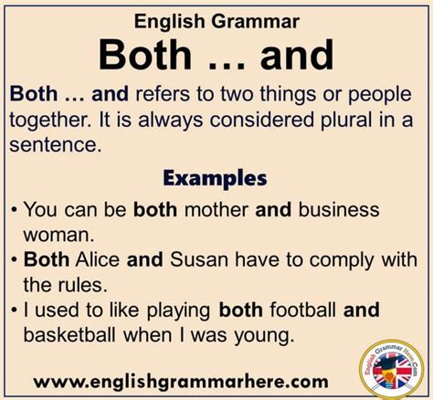 English Grammar Using Both And Definiton And Example Sentences