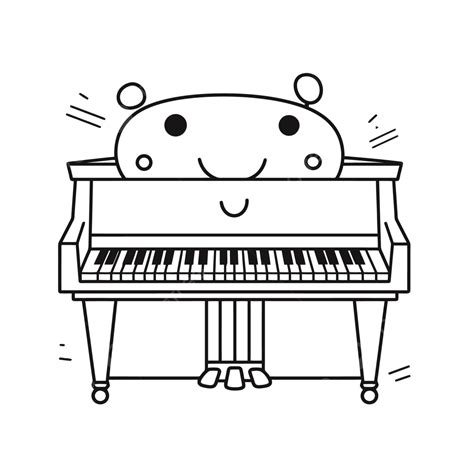 Dibujo De Lindo Kawaii Garabato Un Gato Tocando El Piano Esbozo Vector