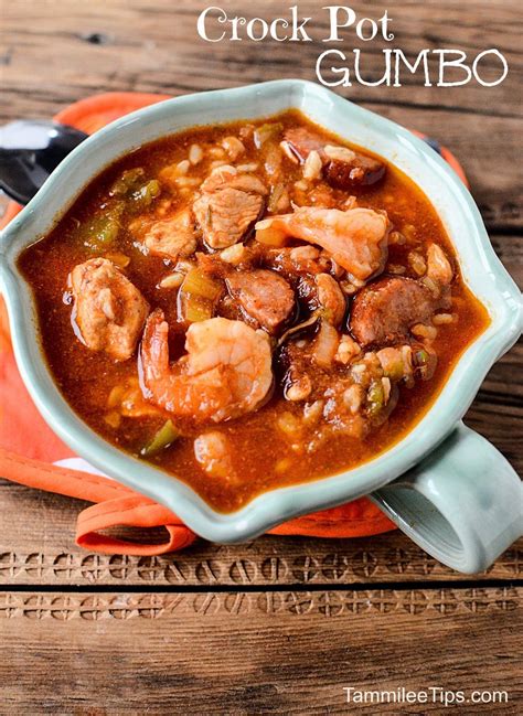 Slow Cooker Crock Pot Gumbo Recipe With Sausage Chicken And Shrimp