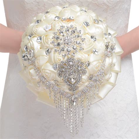 Handmade Rhinestone Brooch Stunning Tassel Wedding Bridal Bouquets In