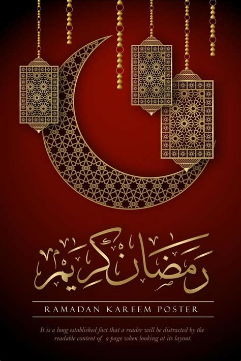 Ramadan Kareem Poster With Ornate Elements On Red Vector Art At Vecteezy